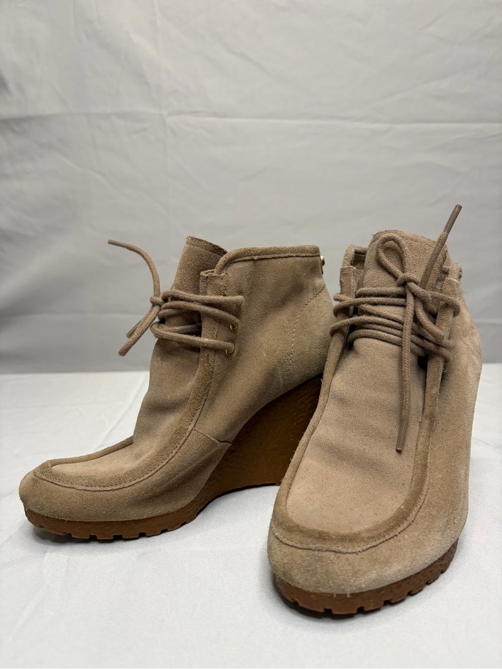 Michael Kors Taupe Suede Wedge Ankle Boots